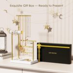 SZQINJI 5 Tier Jewelry Holder Organizer, Gold Jewelry Stand with Velvet Bracelet Holder, Adjustable Height Jewelry Display for Necklaces, Bracelets, Earrings, Rings, Gift Idea for Women, White - Image 3