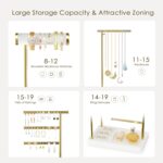 SZQINJI 5 Tier Jewelry Holder Organizer, Gold Jewelry Stand with Velvet Bracelet Holder, Adjustable Height Jewelry Display for Necklaces, Bracelets, Earrings, Rings, Gift Idea for Women, White - Image 6