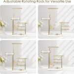 SZQINJI 5 Tier Jewelry Holder Organizer, Gold Jewelry Stand with Velvet Bracelet Holder, Adjustable Height Jewelry Display for Necklaces, Bracelets, Earrings, Rings, Gift Idea for Women, White - Image 8