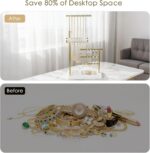 SZQINJI 5 Tier Jewelry Holder Organizer, Gold Jewelry Stand with Velvet Bracelet Holder, Adjustable Height Jewelry Display for Necklaces, Bracelets, Earrings, Rings, Gift Idea for Women, White - Image 9