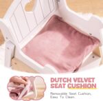 ROBUD Play High Chair, Pretend Play High Chair with Cushion, Movable Table, Wooden Baby Doll Accessories, Fits 18-20 Inch Dolls, White - Image 10