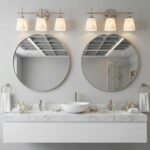 3-Light Mid Century Bathroom Light Fixture, Brushed Nickel Modern Vanity Light with White Marble Glass Shade, for Bathroom Mirror, Living Room, Bedroom, Hallway, E26 Base - Image 8