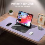 Aothia Leather Desk Pad Protector, Large Mouse Pad, Office Desk Mat, Non-Slip PU Leather Desk Blotter, Laptop Desk Pad, Waterproof Desk Writing Pad for Office and Home (23.6" x 13.7", Lavender) - Image 4