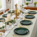 bUCLA 150PCS Green Plastic Plates - Green and Gold Disposable Include 25 Each (Dinner & Dessert) Plates, 25 Knives, 25 Forks, 25 Spoons and 25 Cups, Ideal for Party&Christmas - Image 7