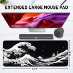 Gaming Mouse Pad Large, Extended Seawaves Mousepad, Non-Slip Laptop Computer Desk Mat for Computer Keyboard Mouse, Birthday Gifts for Women Men Sea Lovers, Gift for Christmas 11.8”x 31.4” XL - Image 3