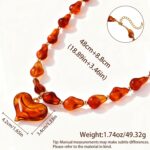 Chunky Heart Penadnt Necklace for Women Statement Boho Puff Heart Necklaces Big Acrylic Beaded Chain Jewelry Gift - Image 6