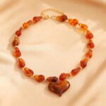 Chunky Heart Penadnt Necklace for Women Statement Boho Puff Heart Necklaces Big Acrylic Beaded Chain Jewelry Gift - Image 8