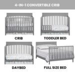 Oxford Baby Harper 4-in-1 Convertible Crib, Dove Gray, GreenGuard Gold Certified - Image 4