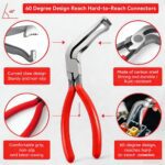 Automotive Electrical Disconnect Pliers Kit 5pc Fuel Line Tool Set Hose Clamp 60° Angled Connector Separator Trim Clip Removal Tools Plug Release & Wire Terminal Remover for Auto Repair - Image 5