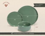 Ceramic Dinnerware Set, 12-Piece Service for 4, Round, Microwave and Dishwasher Safe, Cambridge Classics (Dusty Jade) - Image 7