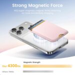 Stronger Magnetic Wallet for iPhone 17/16/15/14/13/12 Series & for MagSafe-compatible Cases, Slim Leather Magnetic Card Holder with RFID Blocking, N52 Magnet Phone Wallet, Fit 3 Cards, Pink - Image 3