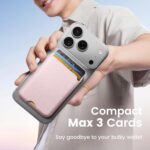 Stronger Magnetic Wallet for iPhone 17/16/15/14/13/12 Series & for MagSafe-compatible Cases, Slim Leather Magnetic Card Holder with RFID Blocking, N52 Magnet Phone Wallet, Fit 3 Cards, Pink - Image 4