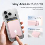 Stronger Magnetic Wallet for iPhone 17/16/15/14/13/12 Series & for MagSafe-compatible Cases, Slim Leather Magnetic Card Holder with RFID Blocking, N52 Magnet Phone Wallet, Fit 3 Cards, Pink - Image 5