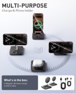 Magnetic Wireless Charger, [2 Pack] 15W Foldable Fast Charging Stand for iPhone 17/16/15/14/13/12 Series/AirPods 3/2/Pro 2/3, Samsung Wireless Charger Station for Galaxy S25 Ultra/S24/S23/S22/S21/S20 - Image 6