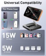 Magnetic Wireless Charger, [2 Pack] 15W Foldable Fast Charging Stand for iPhone 17/16/15/14/13/12 Series/AirPods 3/2/Pro 2/3, Samsung Wireless Charger Station for Galaxy S25 Ultra/S24/S23/S22/S21/S20 - Image 7