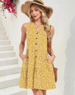 MOLERANI Women Summer Casual Sleeveless Sundress 2026 V Neck Beach Vacation Tiered Dress Button Mini Dresses with Pockets - Image 6