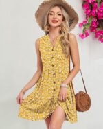 MOLERANI Women Summer Casual Sleeveless Sundress 2026 V Neck Beach Vacation Tiered Dress Button Mini Dresses with Pockets - Image 7
