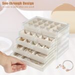 GUOER 5 Drawers Clear Jewelry Box for Women and Girls, Acrylic Earring Holder Organizer Ring Holder Display Storage, Warm White - Image 5