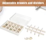 GUOER 5 Drawers Clear Jewelry Box for Women and Girls, Acrylic Earring Holder Organizer Ring Holder Display Storage, Warm White - Image 7