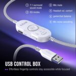 FIFINE USB Gaming Headset: Flowing RGB Lighting - 7.1 Surround Sound - Detachable Mic - Soft Ear Pads, Over-Ear Headset with Control Box, for PC, Laptop, Mac, PS5/PS4 - AmpliGame H13WP (White&Purple) - Image 7