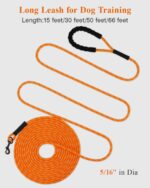 Taglory Long Dog Leash, 15FT 30FT 50FT 66FT Reflective Heavy Duty Rope Leash with Soft Padded Handle for Large Medium Dogs Backyard Training, Camping & Hiking, Orange 50FT - Image 4