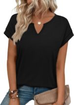 WIHOLL Womens Summer Tops 2026 Cap Short Sleeve Shirts V Neck Tshirts Spring Blouses Beach Vacation Clothes - Image 3
