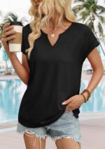 WIHOLL Womens Summer Tops 2026 Cap Short Sleeve Shirts V Neck Tshirts Spring Blouses Beach Vacation Clothes - Image 4