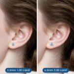 Moissanite Stud Earrings, Lab Created Double Halo Design 1 Pair VVSI Quality D Color Round Cut,Moissanite Earrings for Women Men Sensitive Ear Gifts - Image 3