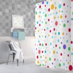 DYNH Kids Rainbow Shower Curtain for Bathroom, Colorful Geometric Cute Polka Dot Fabric Shower Curtains Set, White Modern Restroom Decor Accessories with Hooks (72X75) - Image 5