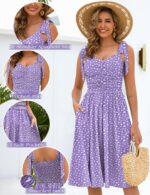 Kranda Women 2026 Summer Casual Spaghetti Strap Sundress V Neck Sleeveless Flowy Boho Floral Midi Dress with Pockets - Image 5