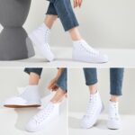 FRACORA Womens High Top Canvas Shoes White Black Platform Sneakers Lace Up Shoes for Women - Image 3