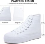 FRACORA Womens High Top Canvas Shoes White Black Platform Sneakers Lace Up Shoes for Women - Image 5