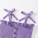 Toddler Baby Girl Summer Clothes Cute Girls Outfits Sleeveless Button Bow Camisole Pants Set 9 Months-4T - Image 5