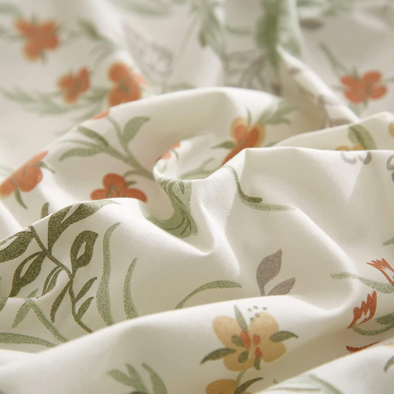 AMWAN Fresh Botanical Floral Duvet Cover Full Size Cotton Garden Bedding Sets Chic Vintage Comforter Aesthetic Flower Boho with Zipper - Image 8