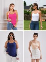 V FOR CITY Cotton Shelf Bra Camisole Tops for Women Adjustable Spaghetti Strap Tank Top Summer Cami Shirt 3 Pack - Image 7