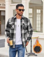COOFANDY Men's Flannel Shirt Jackets Quilted Lined Plaid Jacket Long Sleeve Button Down Thick Winter Outwear Shackets - Image 3