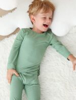 JunNeng Bamboo Viscose Pajamas for Toddler 4 Piece Baby Boys & Girls Snug Fit Long Sleeve Striped PJs Sleepwear - Image 4