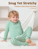 JunNeng Bamboo Viscose Pajamas for Toddler 4 Piece Baby Boys & Girls Snug Fit Long Sleeve Striped PJs Sleepwear - Image 6