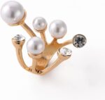 NIQIPOK Vintage Pearl Ring Open Pearl Finger Ring for Women Faux Pearl Stacking Ring Baroque Pearl Promise Ring Pearl Statement Jewelry - Image 6