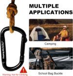 Carabiner Clip - Heavy Duty Carabiners 800lbs-13KN (2922 lbs) Carabeaner D Ring Shape,Key Chain Clip Hook,Keychain Clip,Multipurpose for Camping, Hiking,Backpacking or Other Outdoor Activities. - Image 10