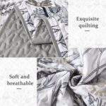 DJY Floral Quilt Set King Size, Grey Flower Pattern Quilts King Bedspread Coverlet Set with 2 Pillowcases, Soft Lightweight Microfiber Bedding for All Season (90"x110") - Image 7