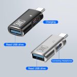 XMSJSIY Type-C OTG Adapter - USB C to USB 3.0 + Charging Adapter/Audio Jack Headphone Converter 2 in 1 for Disk HDD, SSD - 2PCS - Image 4