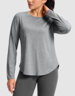 SANTINY Lightweight Long Sleeve Workout Tops for Women Breathable Gym Yoga Athletic Running Hiking Top UPF 50+ Sun Shirts - Image 3