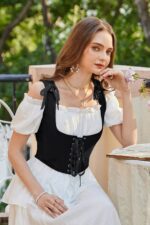 Scarlet Darkness Women's Underbust Corset Top Renaissance Medieval Lace-up Boned Fairycore Pirate Corsets - Image 3