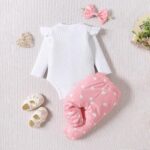 Newborn Infant Baby Girls Clothes Long Sleeve Bodysuit Pants Set Fall Winter Outfits - Image 4