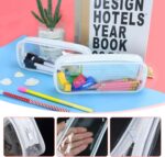 5 Pack Clear PVC Zipper Pencil Pouch, Pen Pencil Case Makeup Pouch, Large Capacity Pencil Bag for Office Stationery Travel Storage (White) - Image 4