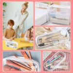 5 Pack Clear PVC Zipper Pencil Pouch, Pen Pencil Case Makeup Pouch, Large Capacity Pencil Bag for Office Stationery Travel Storage (White) - Image 8
