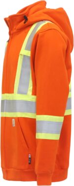 BOCOMAL FR Hoodies High Visibility 14oz Fleece Heavyweight Hi-vis Jackets Flame Resistant Reflective Hooded Sweatshirts - Image 4