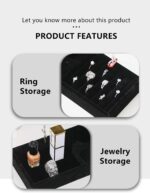 Multi-Use Jewelry Holder Stand, Necklace Bracelet Ring Organizer Stand, Scrunchie Watches Velvet Jewelry Holder Stand With Tray for Women Home Use(Black Color) - Image 6