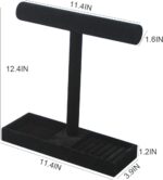 Multi-Use Jewelry Holder Stand, Necklace Bracelet Ring Organizer Stand, Scrunchie Watches Velvet Jewelry Holder Stand With Tray for Women Home Use(Black Color) - Image 8